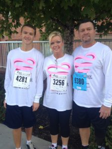Tim reached his goal of completing the Komen Race for the Cure with his son Jordan and wife Denise